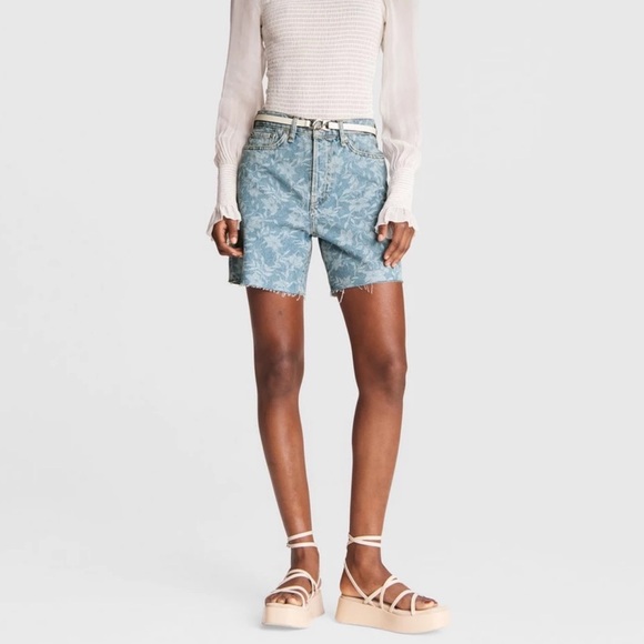 rag & bone Blue Floral High Waist Shorts - Picture 3 of 10